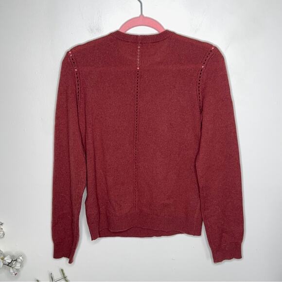 FRAME Pointelle Detail Wool Cashmere Sweater Sable Brown {R18} - Picture 3 of 5